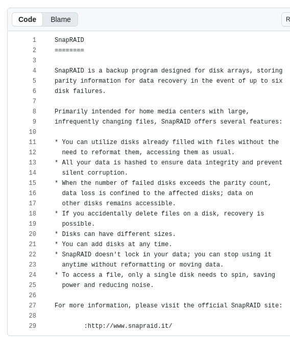 Amadvance Snapraid screenshot