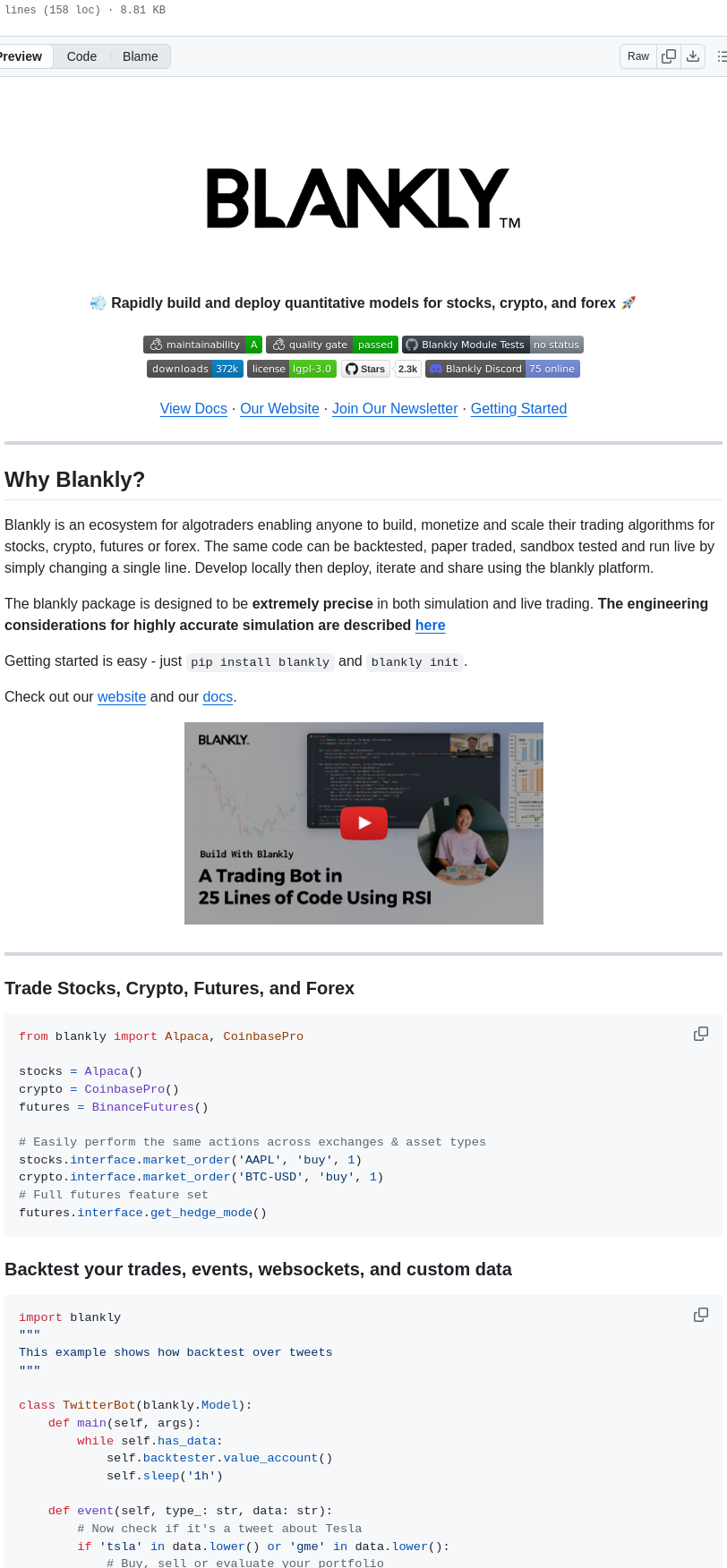 Blankly Finance Blankly screenshot