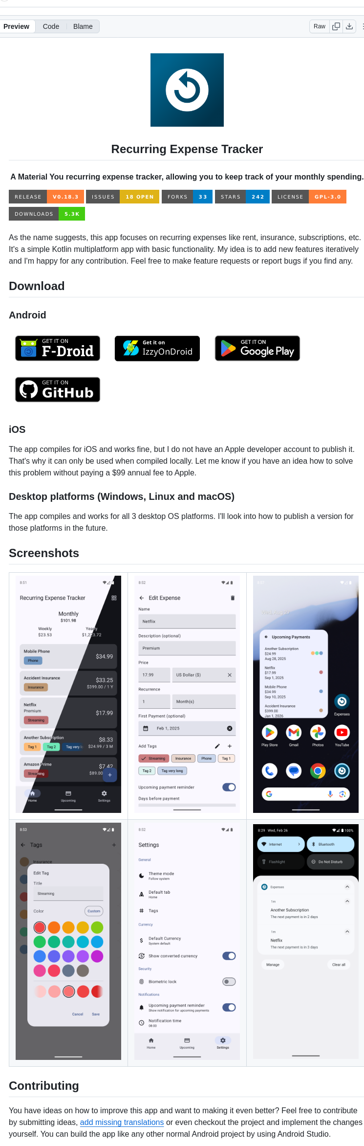 Dennisbauer Recurringexpensetracker screenshot