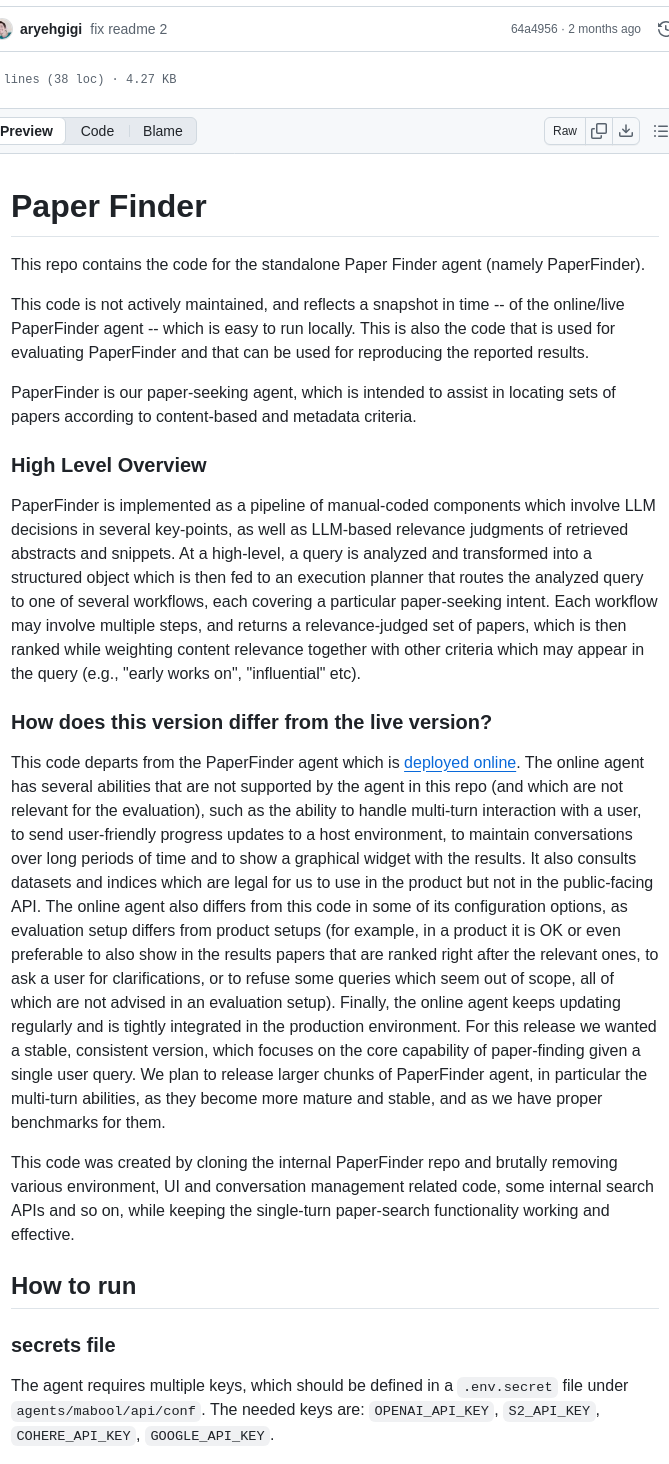 Allenai Asta Paper Finder screenshot