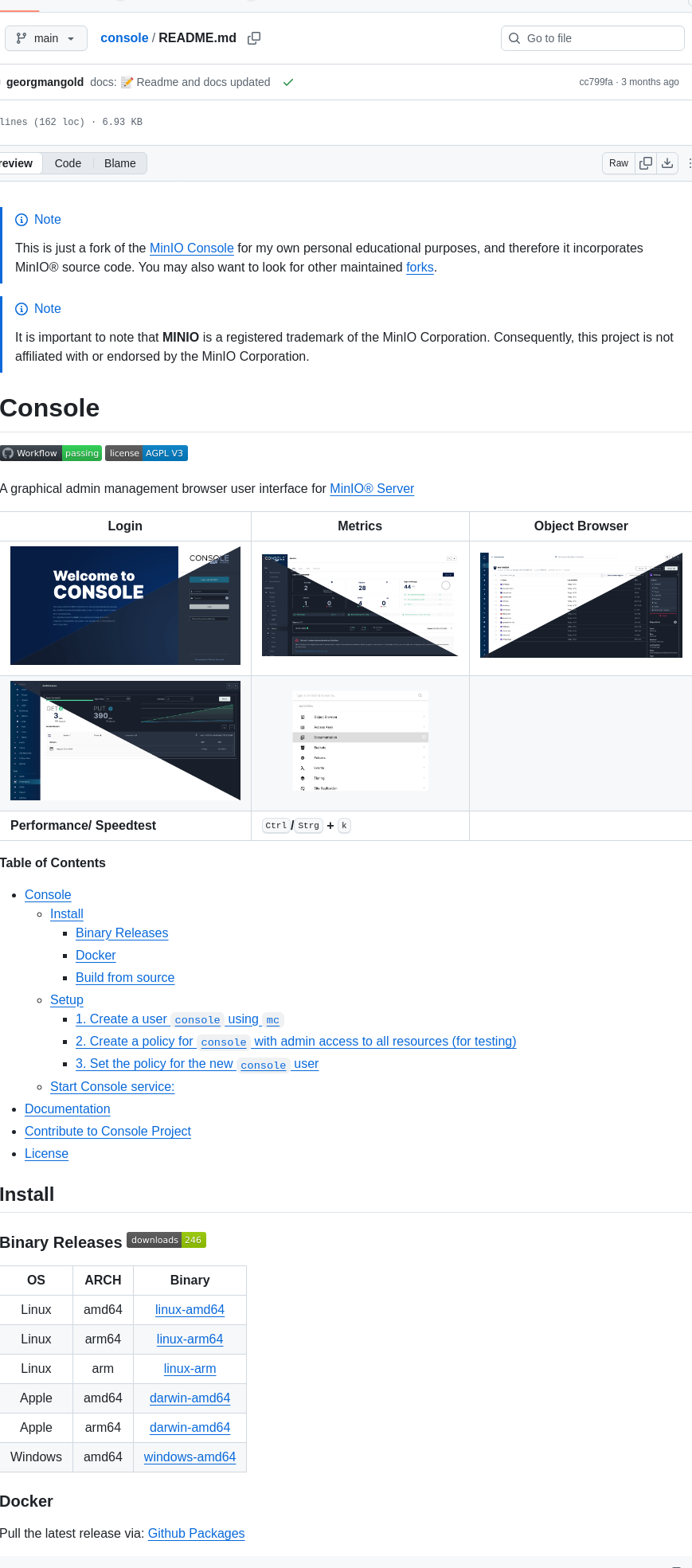 Georgmangold Console screenshot