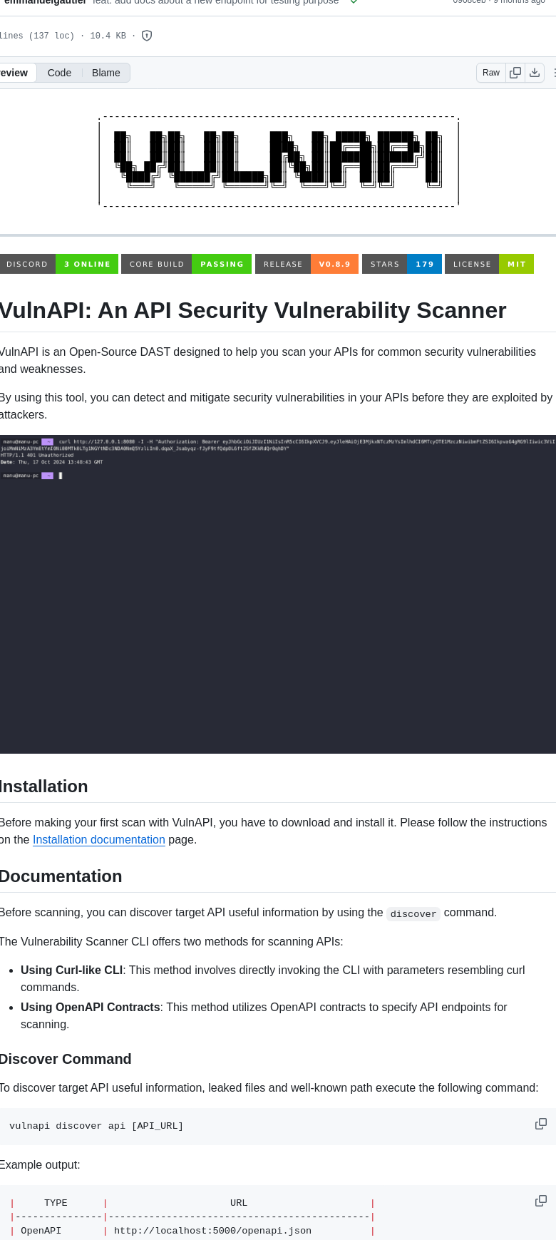 Cerberauth Vulnapi screenshot