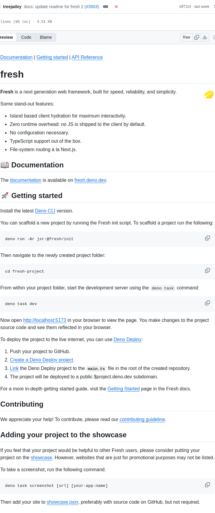 Denoland Fresh screenshot