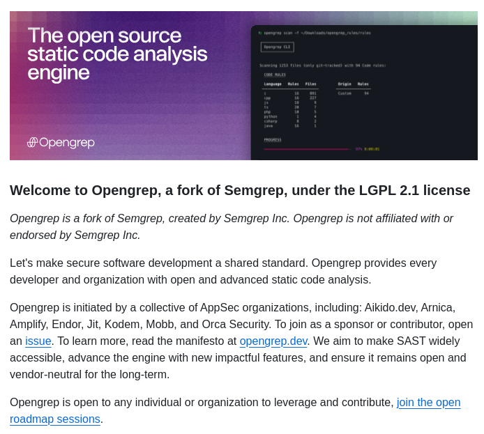 Opengrep Opengrep screenshot
