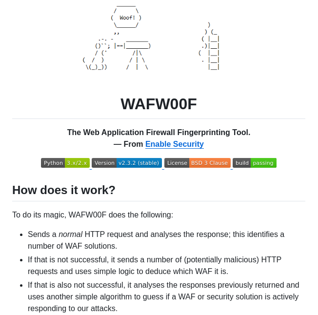 Enablesecurity Wafw00f screenshot