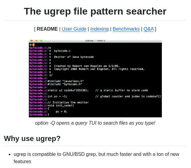 Genivia Ugrep screenshot