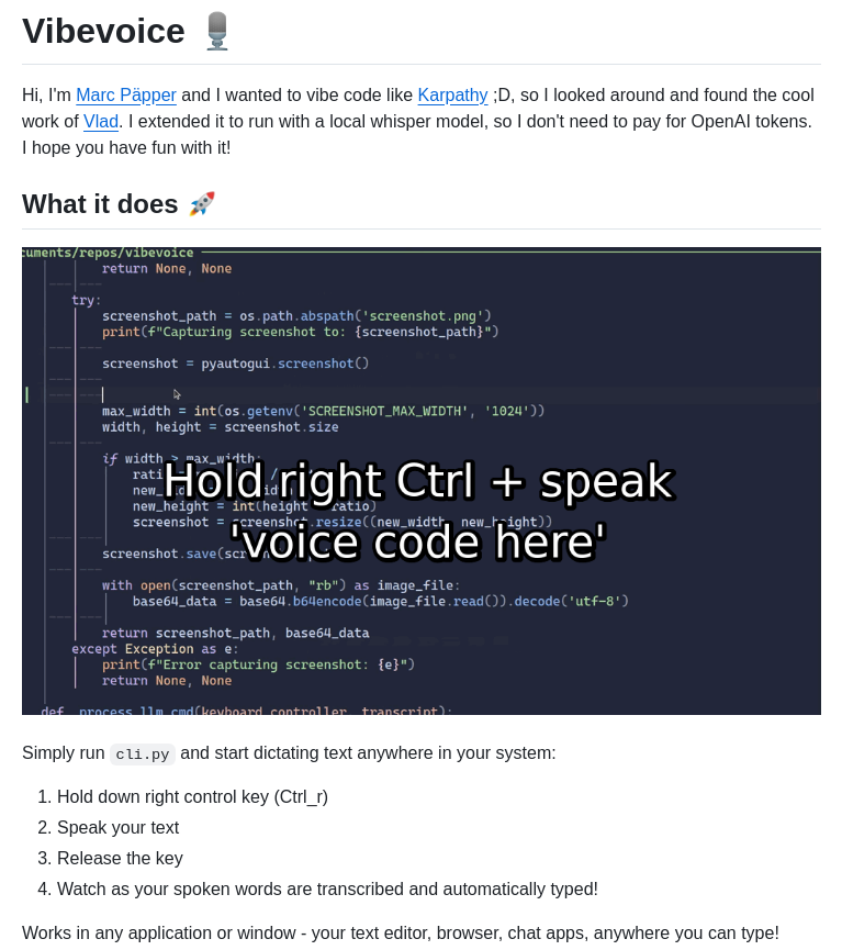 Mpaepper Vibevoice screenshot