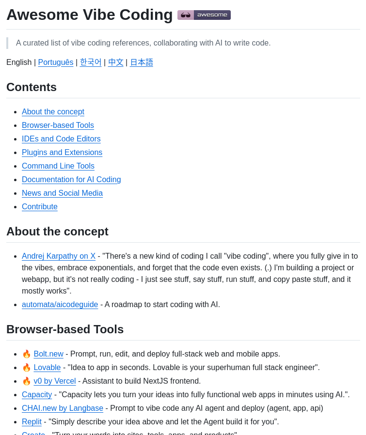 Filipecalegario Awesome Vibe Coding screenshot