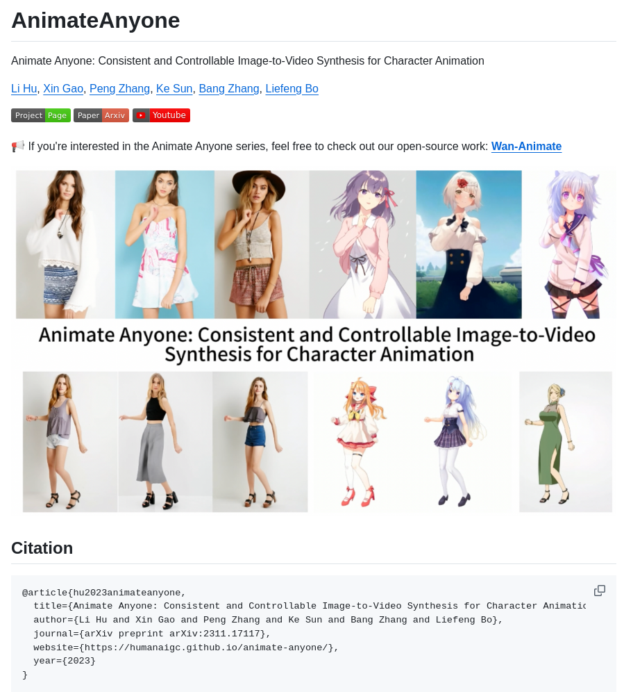 Humanaigc Animateanyone screenshot