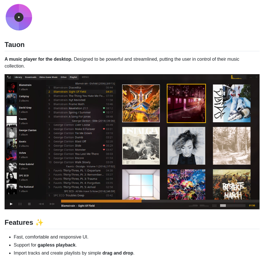Taiko2k Tauon screenshot