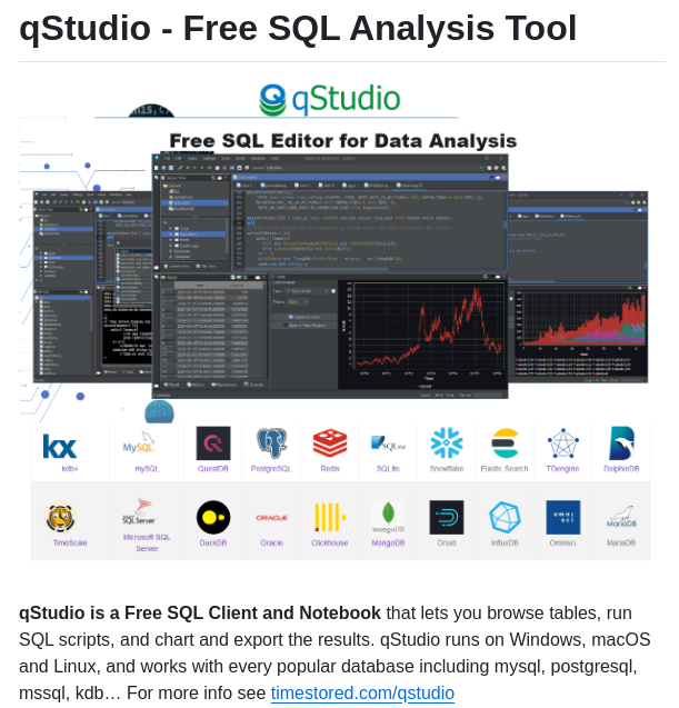 Timestored Qstudio screenshot
