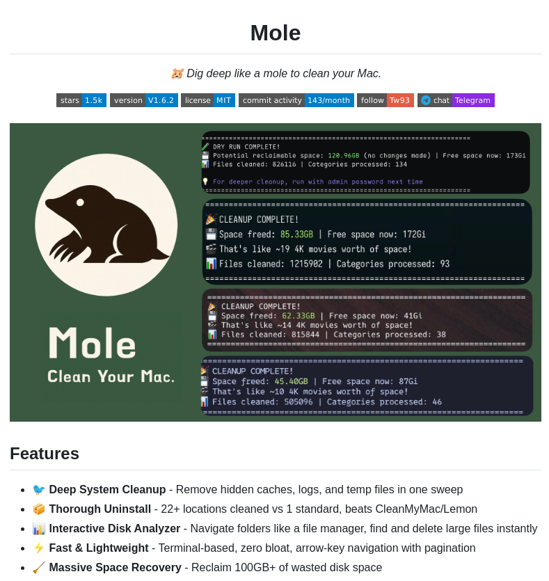 Tw93 Mole screenshot