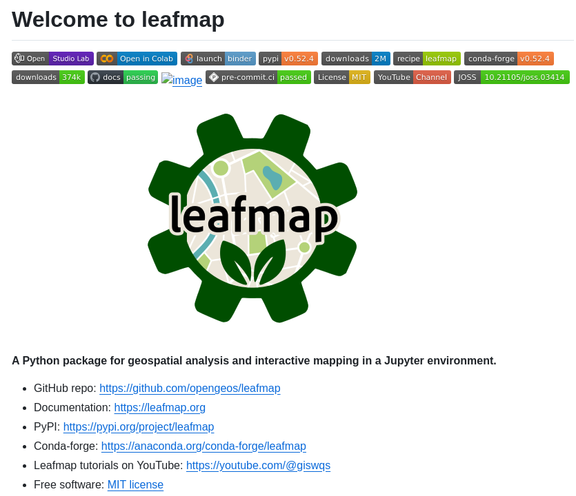 Opengeos Leafmap screenshot