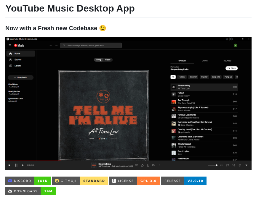 Ytmdesktop Ytmdesktop screenshot