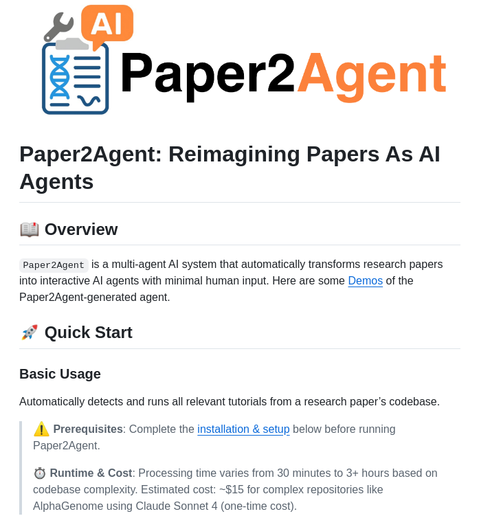 Jmiao24 Paper2agent screenshot