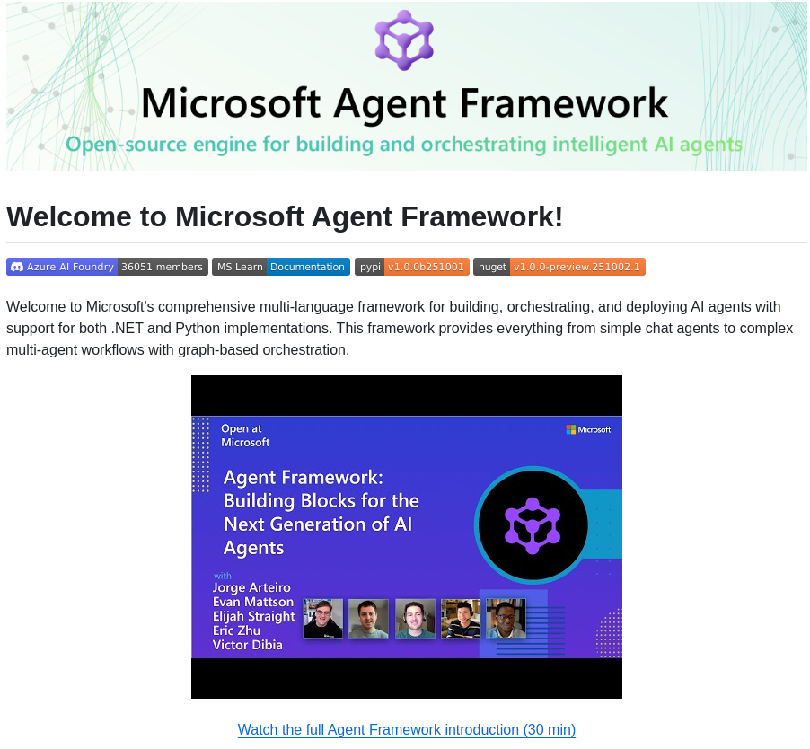 Microsoft Agent Framework screenshot
