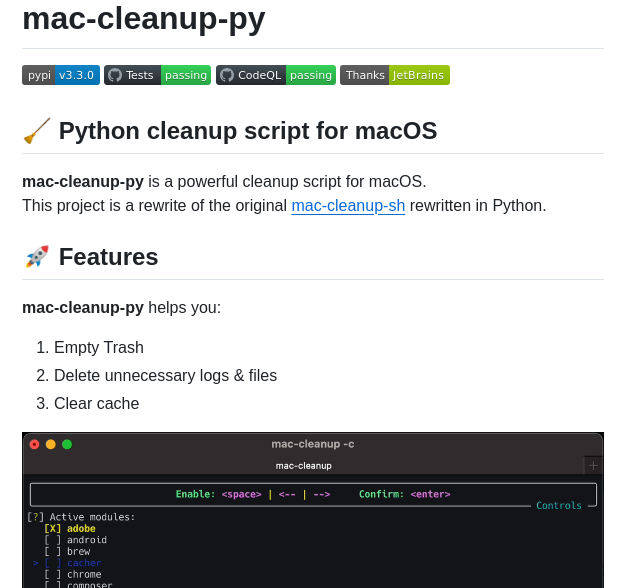 Mac Cleanup Mac Cleanup Py screenshot