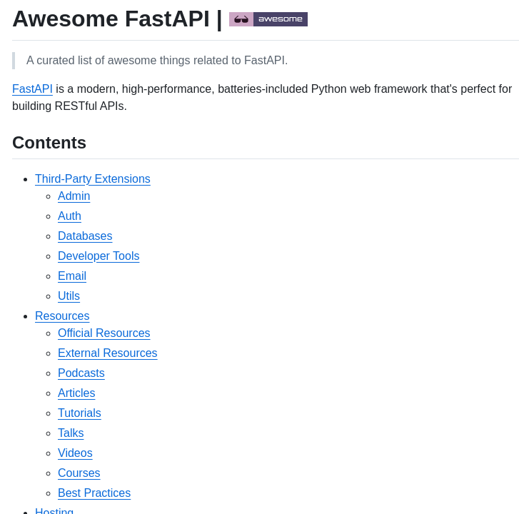 Mjhea0 Awesome Fastapi screenshot