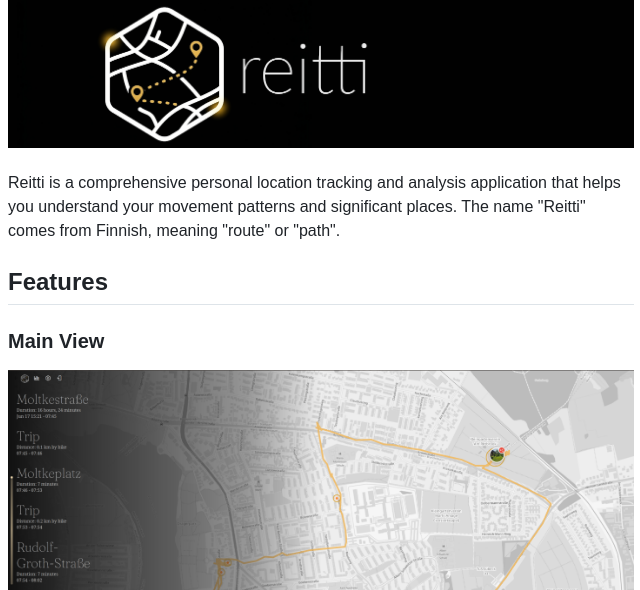 Dedicatedcode Reitti screenshot