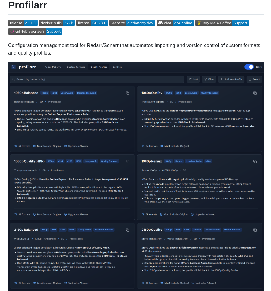 Dictionarry Hub Profilarr screenshot