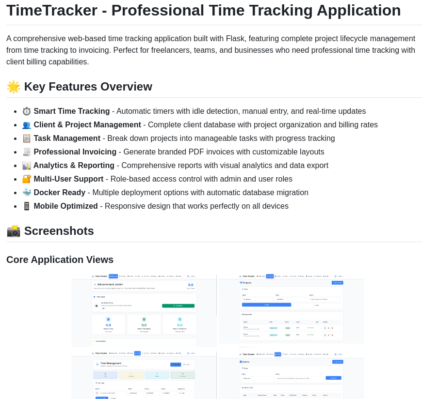 Drytrix Timetracker screenshot