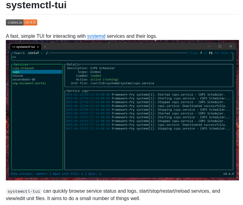 Rgwood Systemctl Tui screenshot