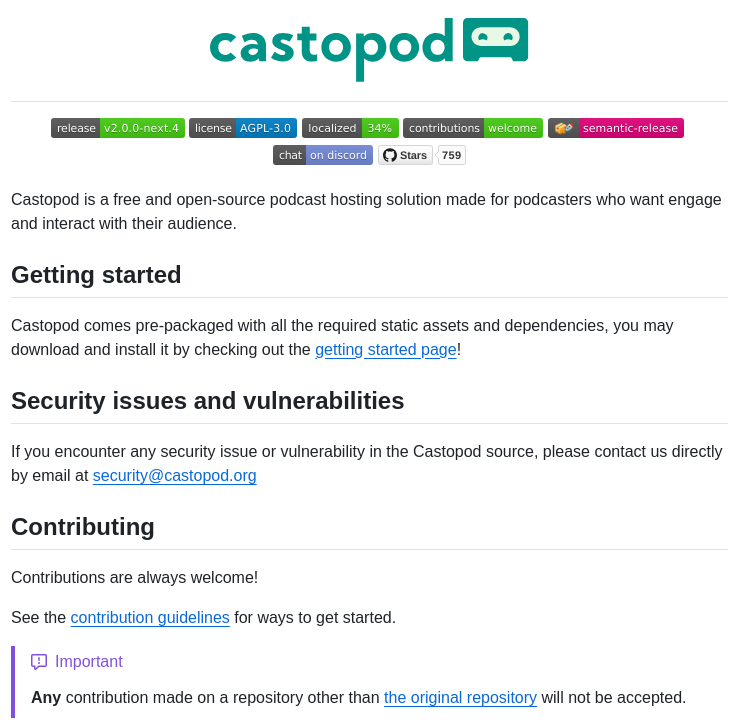 Ad Aures Castopod screenshot
