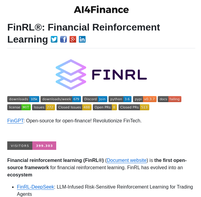 Ai4finance Foundation Finrl screenshot