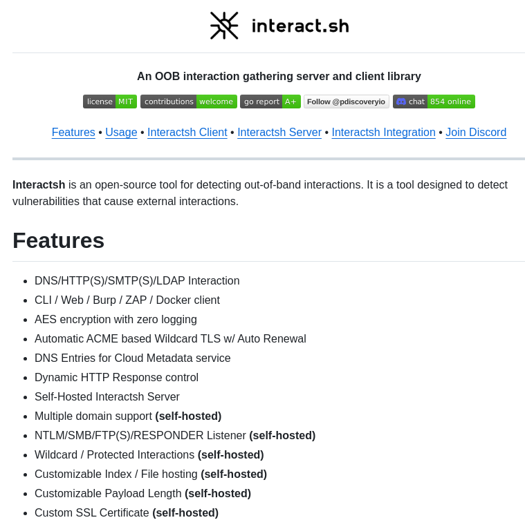 Projectdiscovery Interactsh screenshot
