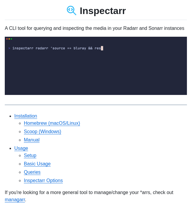 Adamhl8 Inspectarr screenshot
