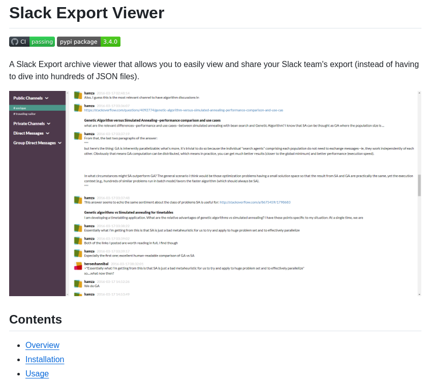Hfaran Slack Export Viewer screenshot