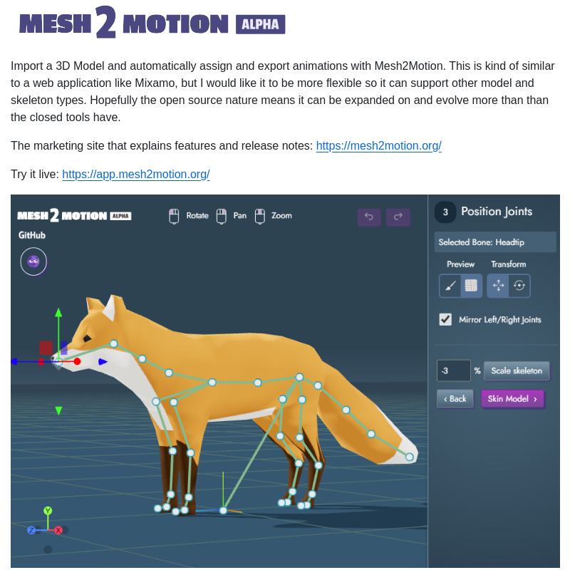 Scottpetrovic Mesh2motion App screenshot