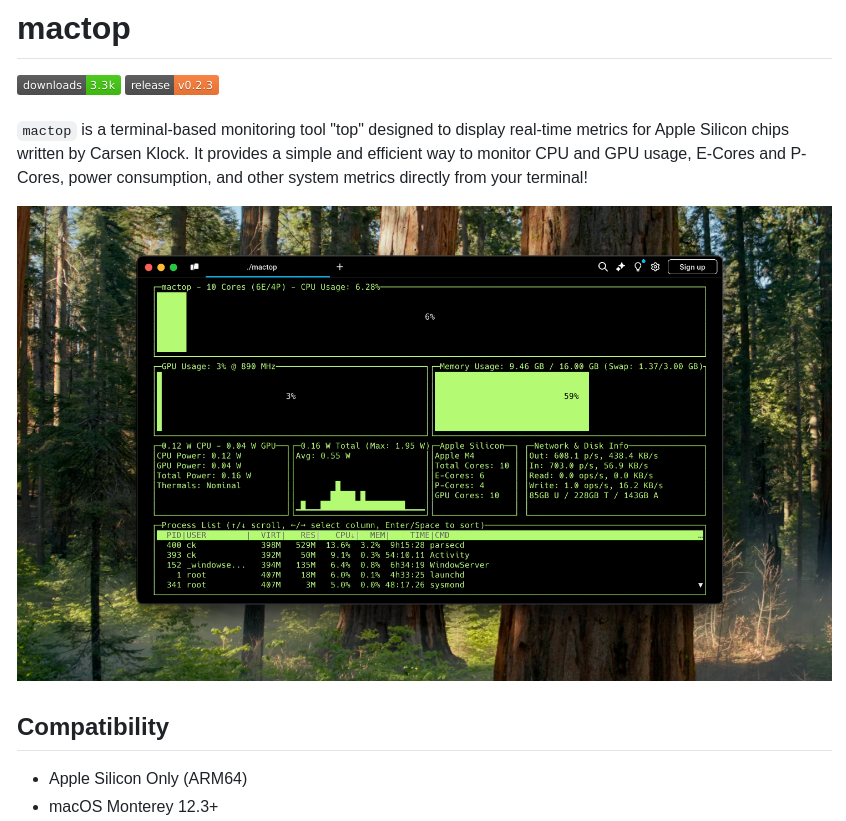 Context Labs Mactop screenshot