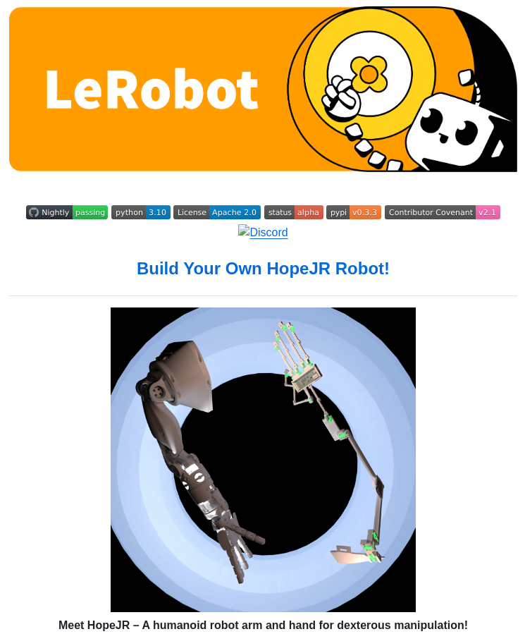 Huggingface Lerobot screenshot