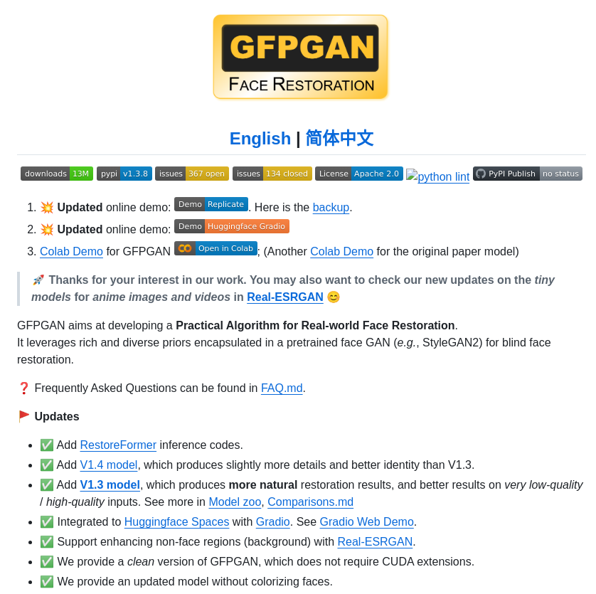 Tencentarc Gfpgan screenshot