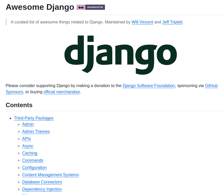 Wsvincent Awesome Django screenshot