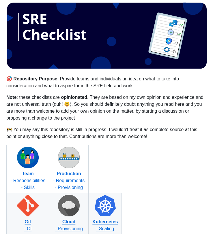 Bregman Arie Sre Checklist screenshot