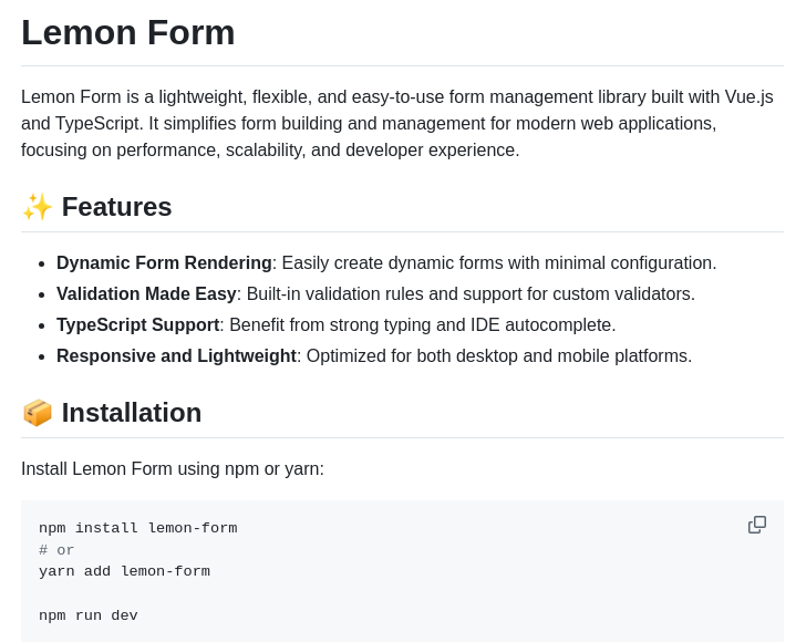 Bojue Lemon Form screenshot