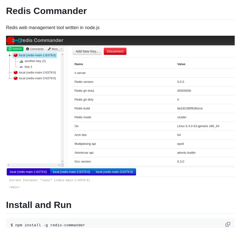 Joeferner Redis Commander screenshot