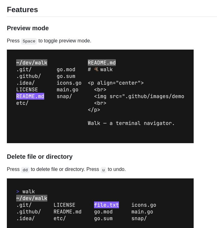 Antonmedv Walk screenshot