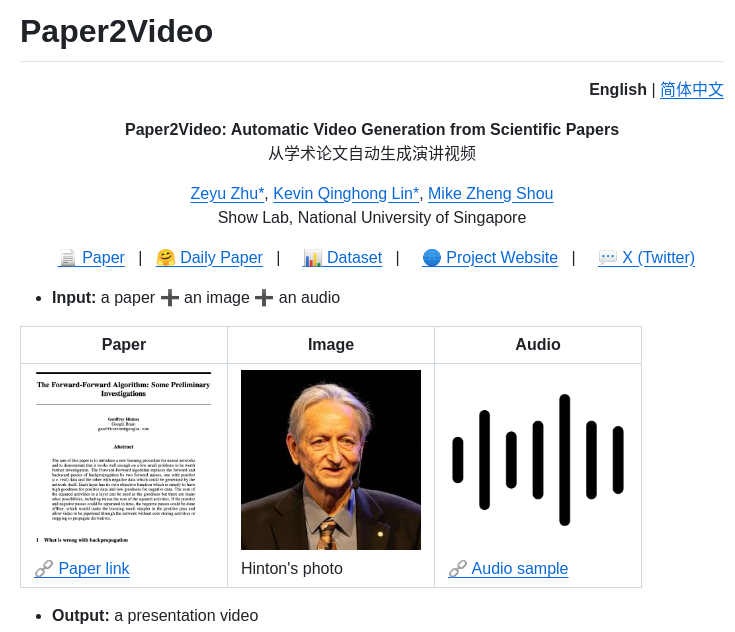 Showlab Paper2video screenshot