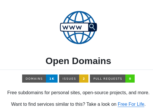 Open Domains Register screenshot