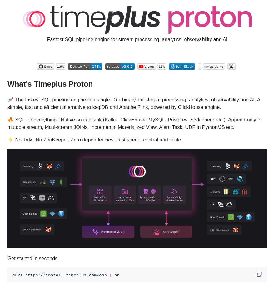 Timeplus Io Proton screenshot