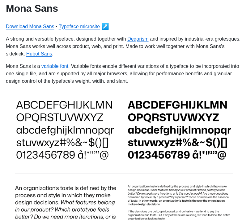 Github Mona Sans screenshot