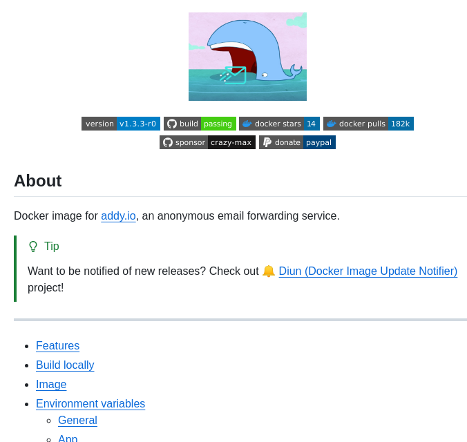 Anonaddy Docker screenshot
