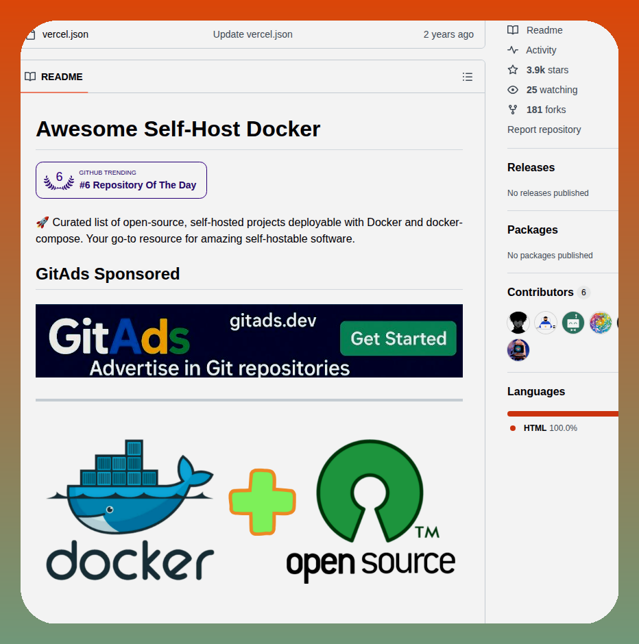 Hotheadhacker Awesome Selfhost Docker screenshot