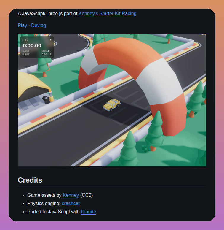 Mrdoob Starter Kit Racing screenshot