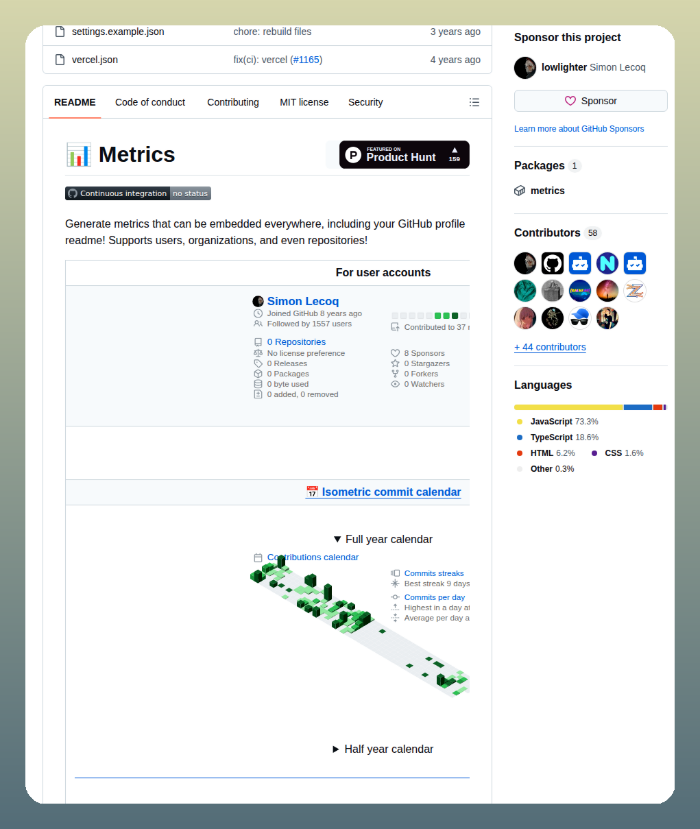 Lowlighter Metrics screenshot