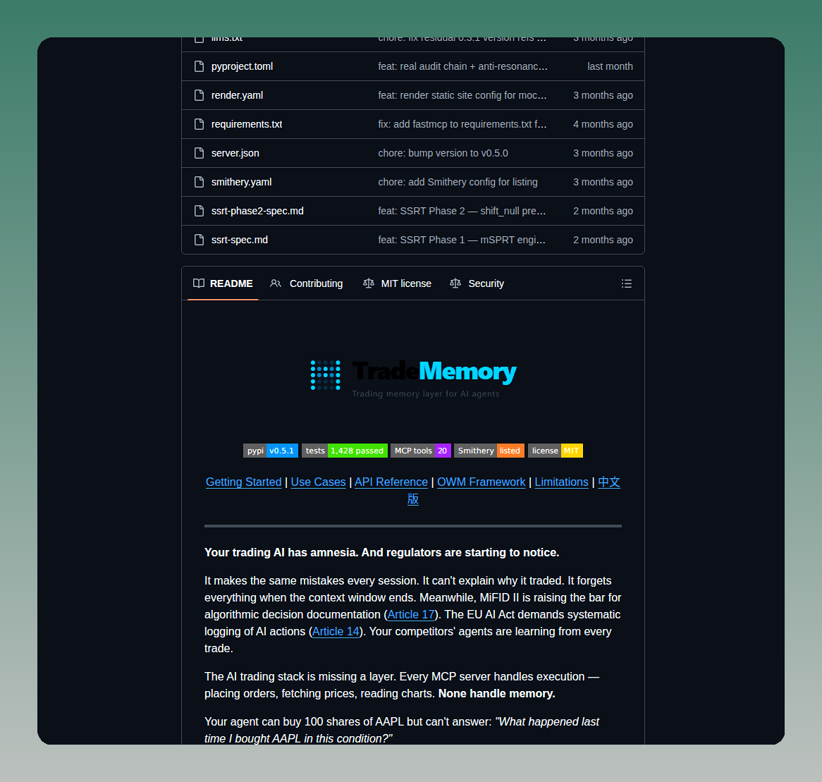 Mnemox Ai Tradememory Protocol screenshot
