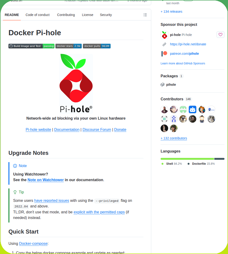Pi Hole Docker Pi Hole screenshot